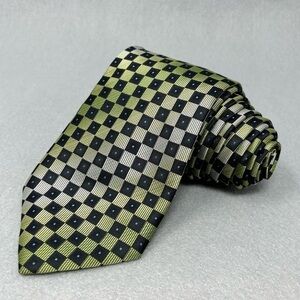 Bergamo New York Polyester Tie Yellow Black Geometric Men Necktie 3.5 Inch Wide